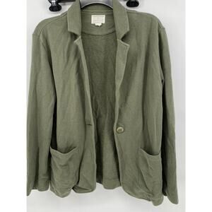 CASLON Women's Olive Green One-Button Notch Collar Blazer SZ S